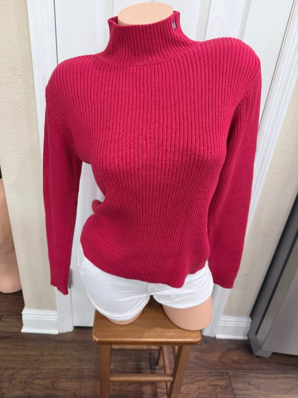 Polo Jeans Co Ralph Lauren Red Ribbed Turtleneck Sweater L Flag 90s Y2K